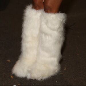 White Faux Fur Boots